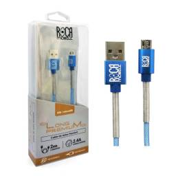 Cable de Datos ROCA   TWIST  USB A a microUSB  200cm  2A  Azul