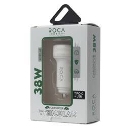 Cargador Inteligente Auto ROCA 38W    USB A + USB C/PD (sin Cable)