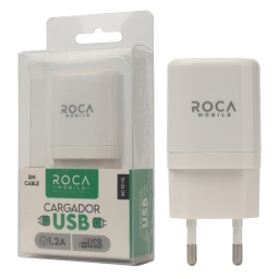 Cargador ROCA 1.2A   1 USB  Sin Cable
