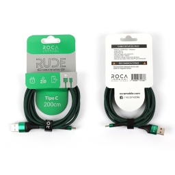 Cable de Datos ROCA   RUDE  USB a Tipo C  200cm  3A  Verde  721386