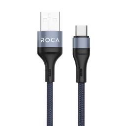 Cable de Datos ROCA   RUDE  USB a microUSB  300cm  2A  Azul