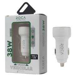 Cargador Inteligente Auto ROCA 38W    USB A + USB C/PD (sin Cable)