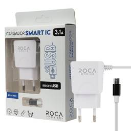 Cargador Inteligente ROCA 3.1A   2 USB  microUSB