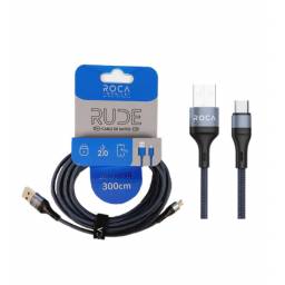 Cable de Datos ROCA   RUDE  USB a microUSB  300cm  2A  Azul