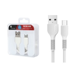 Cable de Datos ROCA TO GO   USB A a microUSB  100cm  2.4A  Blanco