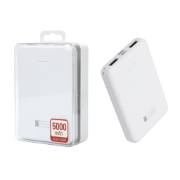 Power Bank ROCA TO GO   5.000mAh  1 USB 1A + 1 USB 2.1A  Blanco