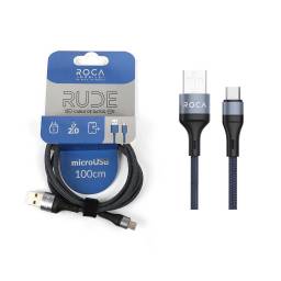 Cable de Datos ROCA   RUDE  USB a micro USB  100cm  3A  Azul 721164