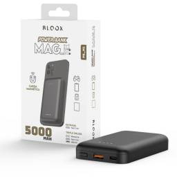 Power Bank BLOOX PB_M1   5.000mAh  Carga Magntica  Entrada: Tipo C / Salida: USB+Tipo C+Magntico Negro